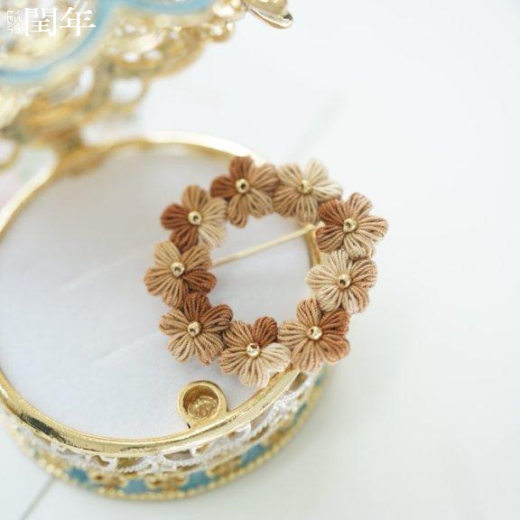Handmade Micro-Crochet—Flower Wreath Brooch