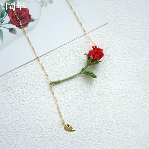 Handmade Micro-Crochet—Rose Series Necklace