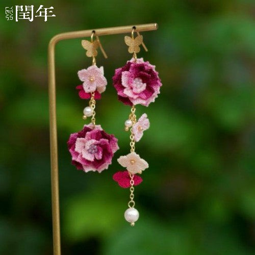Handmade Micro-Crochet—Gorgeous Peony Earring Pendant