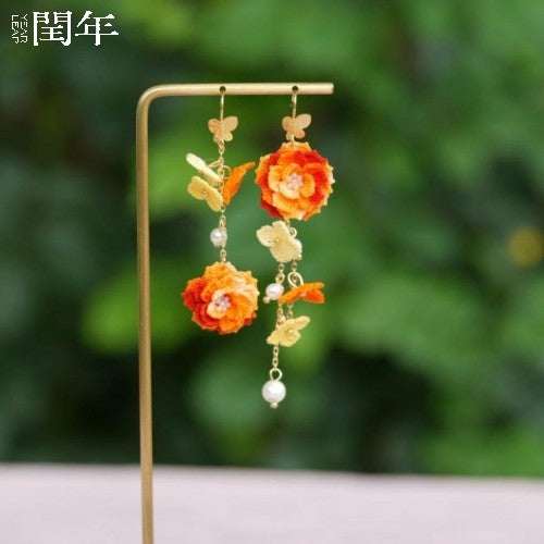 Handmade Micro-Crochet—Gorgeous Peony Earring Pendant