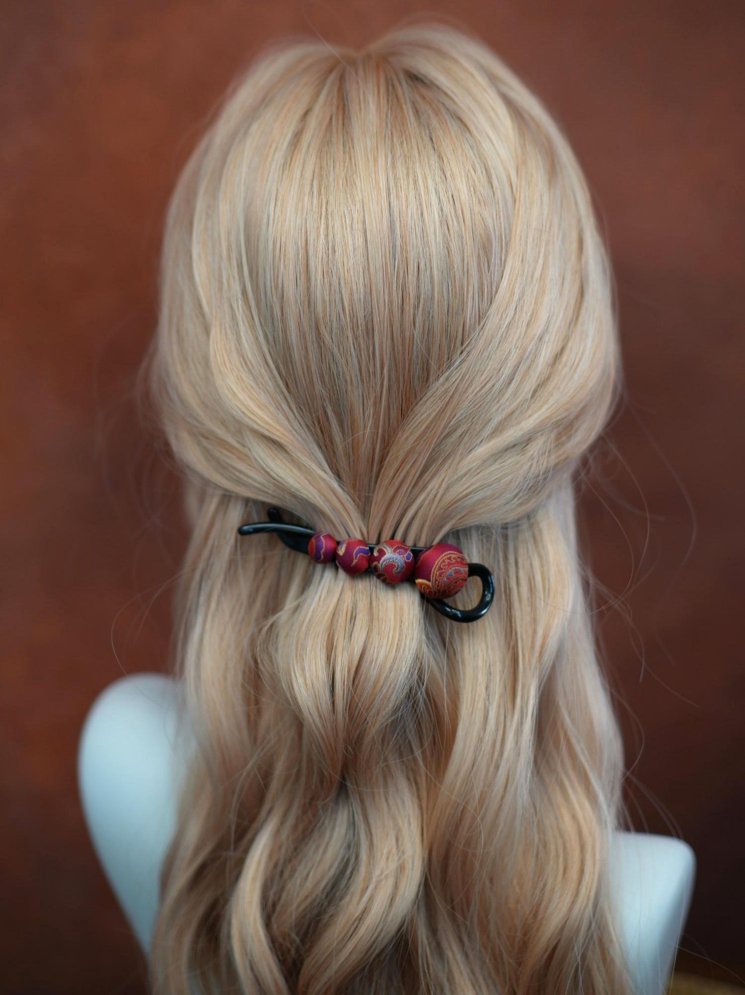 Handwoven Song Brocade—Twist Hair Clips