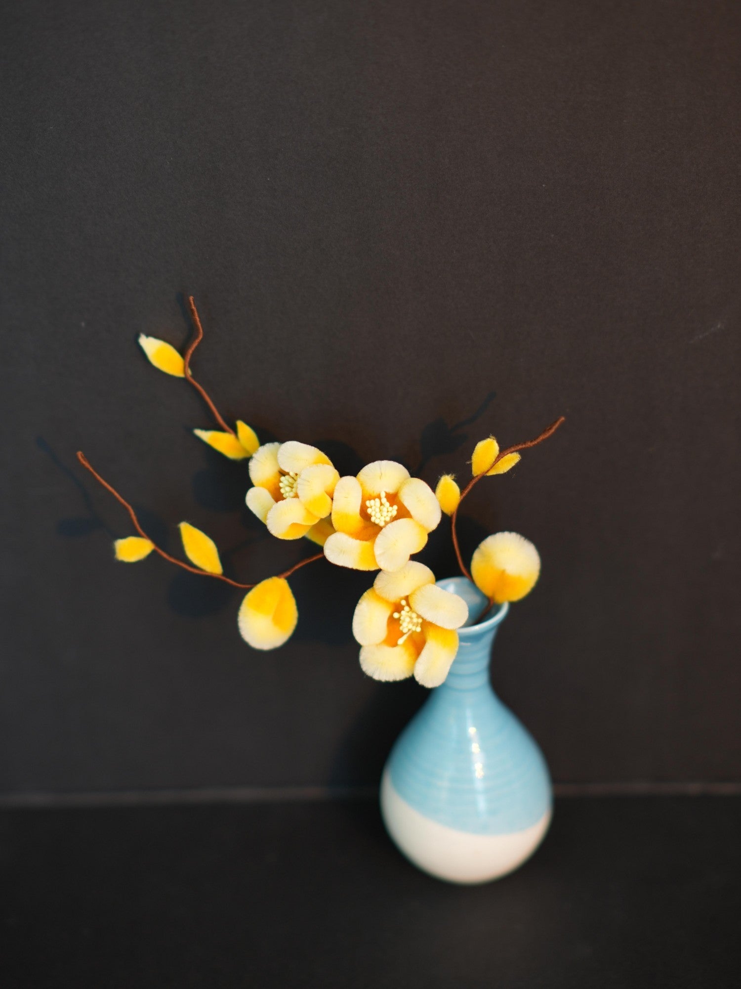 HandmadeRonghua—Silk Wintersweet Ceramic Vase Home Décor Accent