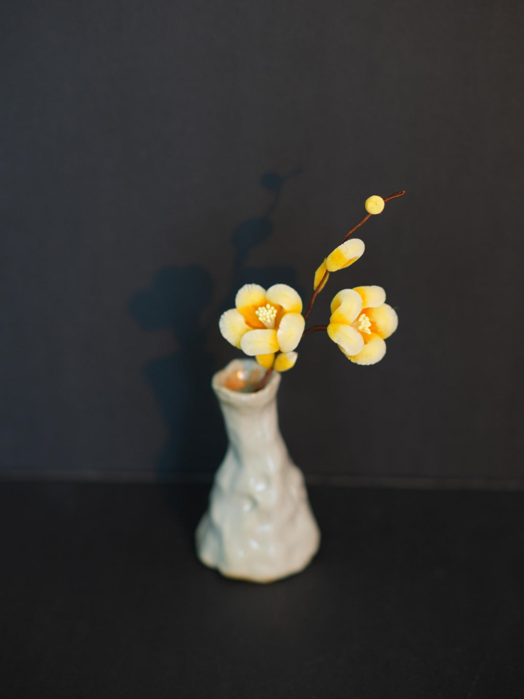 HandmadeRonghua—Silk Wintersweet Ceramic Vase Home Décor Accent