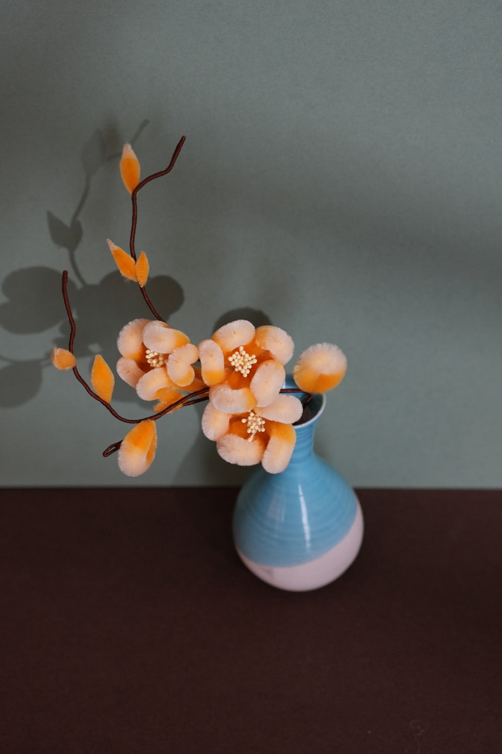 HandmadeRonghua—Silk Wintersweet Ceramic Vase Home Décor Accent
